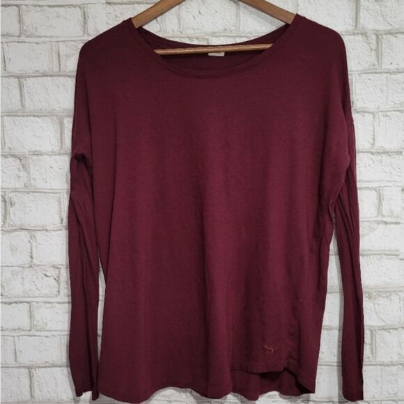 Victoria's Secret burgundy long sleeve night tee NWOT - Picture 1 of 8